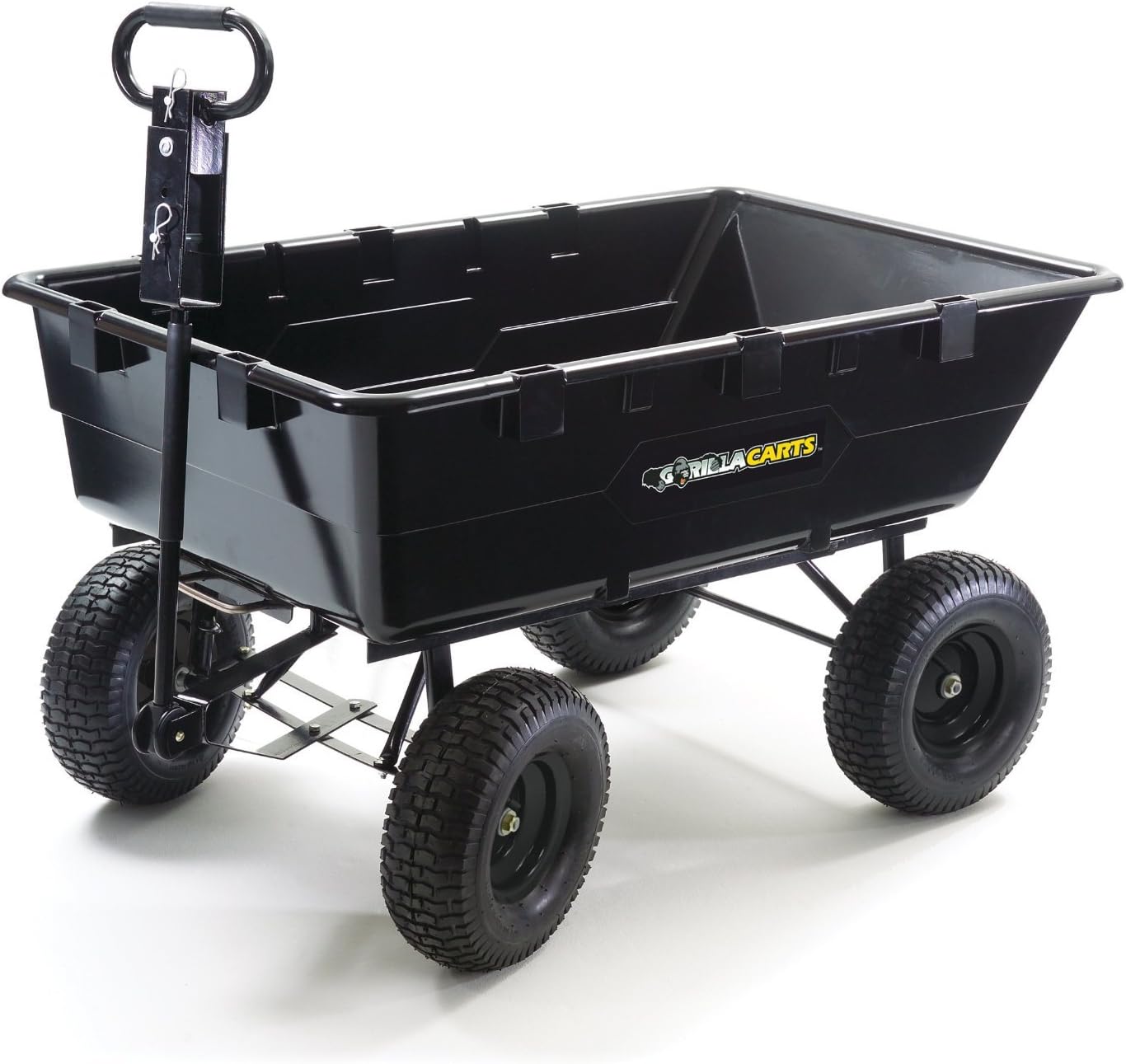 Gorilla Carts GOR2541D Heavy-Duty Garden Poly Dump Cart with 2-in-1 Convertible Handle, 1200-Pound Capacity, 49-Inch by 32-Inch Bed, Black Finish