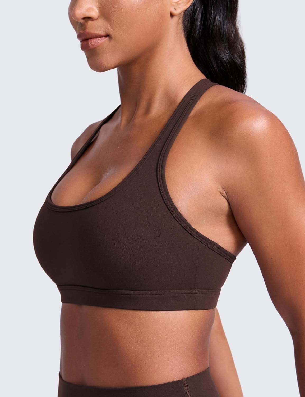 CRZ YOGA Butterlift Cut-Out Racerback Sports Bras for Women - Scoop Neck Medium Impact Padded Pilates Gym Workout Top