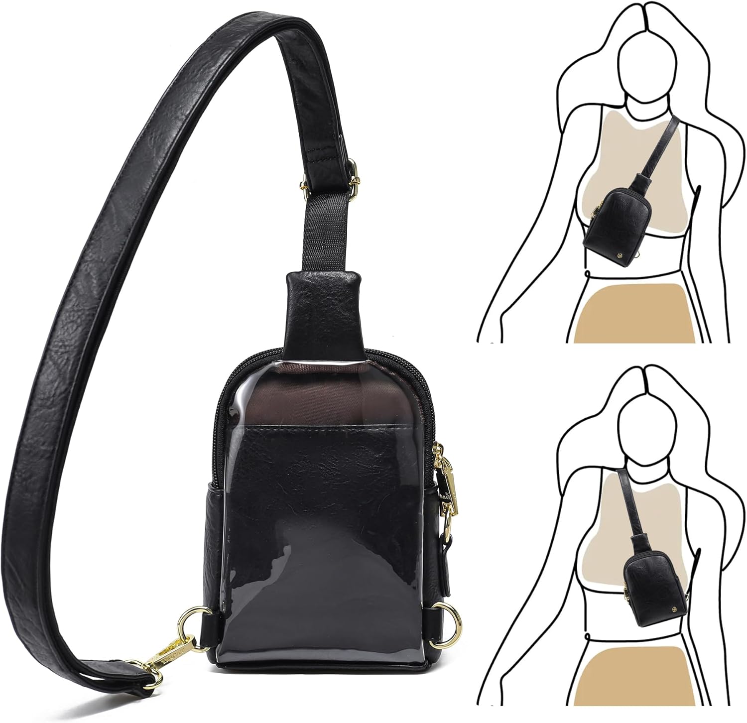 INICAT Sling Bag for Women Touchscreen Small Crossbody Cell Phone Purse Fanny Pack