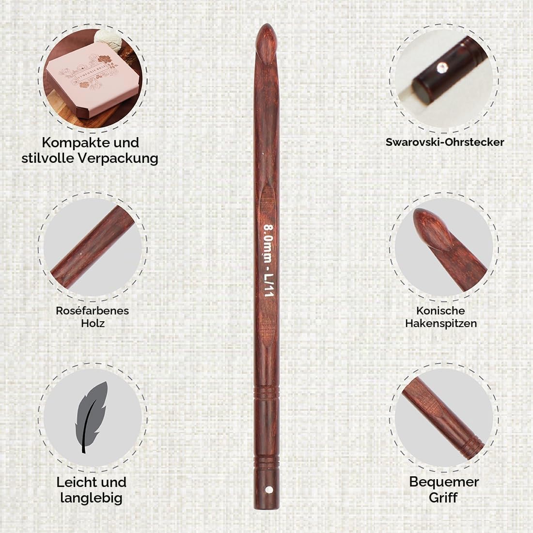 KnitPro Deluxe-Geschenkset – Symfonie Rose Häkelnadeln (3,50–8,00 mm), Rotbraun