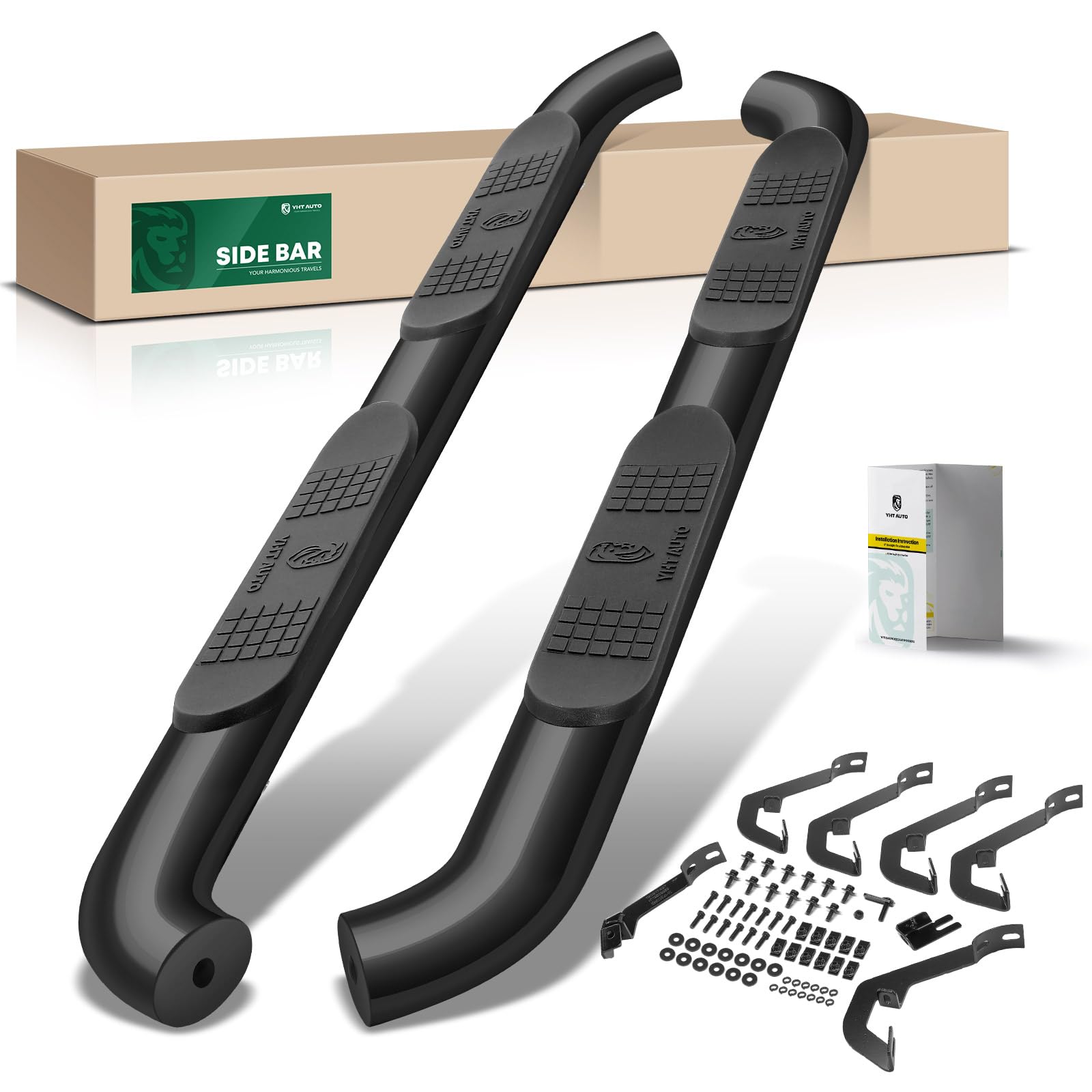 yhtauto 4 inch running boards side steps fit chevy silverado & gmc sierra 1500 ld/2500 hd/3500 hd, extended cab/double cab (excluding c/k classic) truck step rails