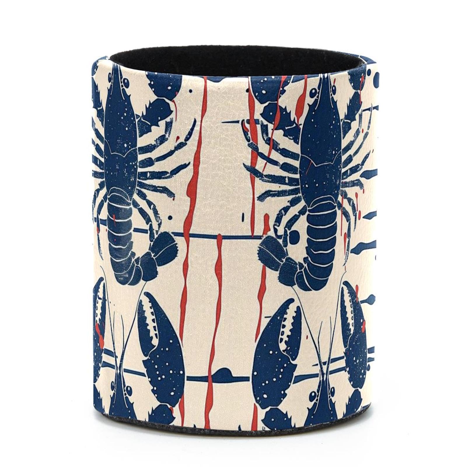 VAPOKF Round Pencil Holders for Desk, Retro Lobster Print Pen Holders Pen Pot Makeup Brushes Storage Desktop Stationery Supplies Organiser for Home Office
