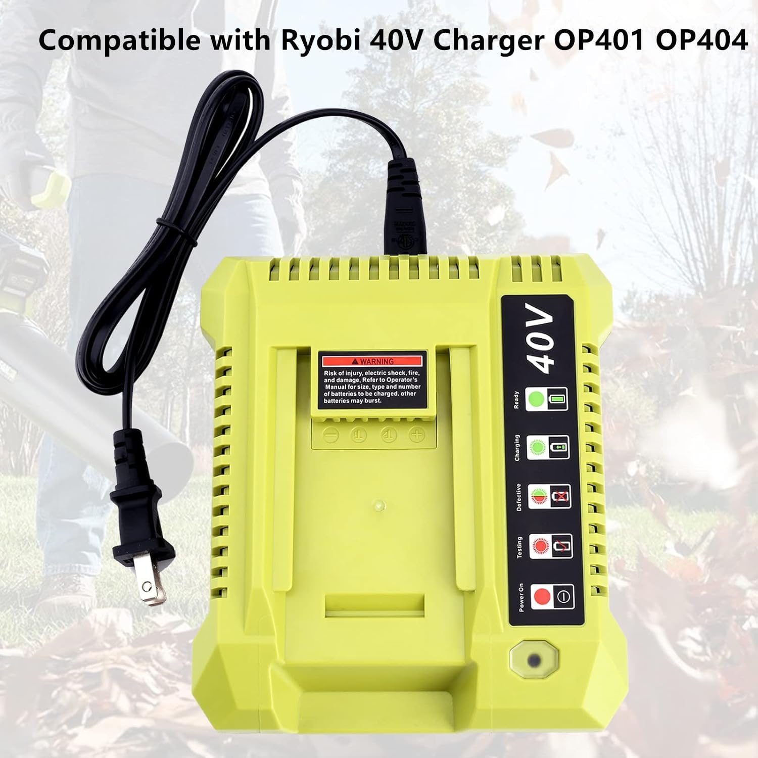 Elefly OP401 Compatible with Ryobi 40V Battery Charger OP404 OP406A, Compatible with Ryobi 40V Lithium Battery OP4040 OP4060A OP4050A OP40602