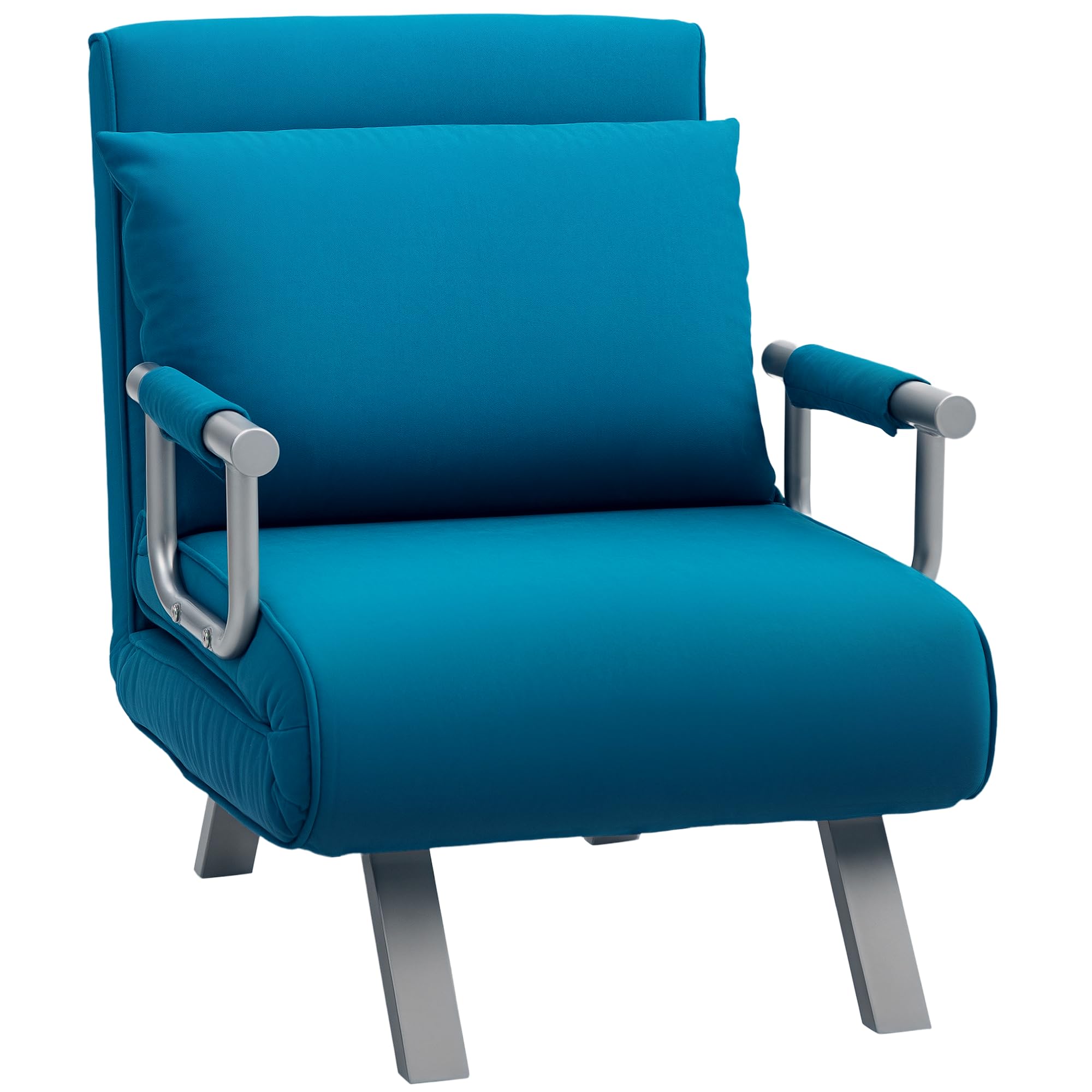 Homcom Single Folding 5 Position Convertible Guest Sleeper Chair Bed, Blue