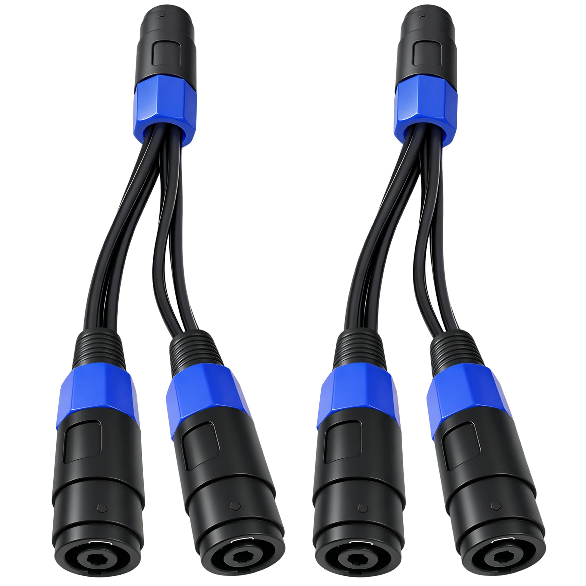 CNCESS Cavo splitter Speakon CESS-204 - Un ingresso NL4MP a due uscite NL4MP, 8 cavi 12AWG, massimo trasferimento del segnale e flessibilità, confezione da 2