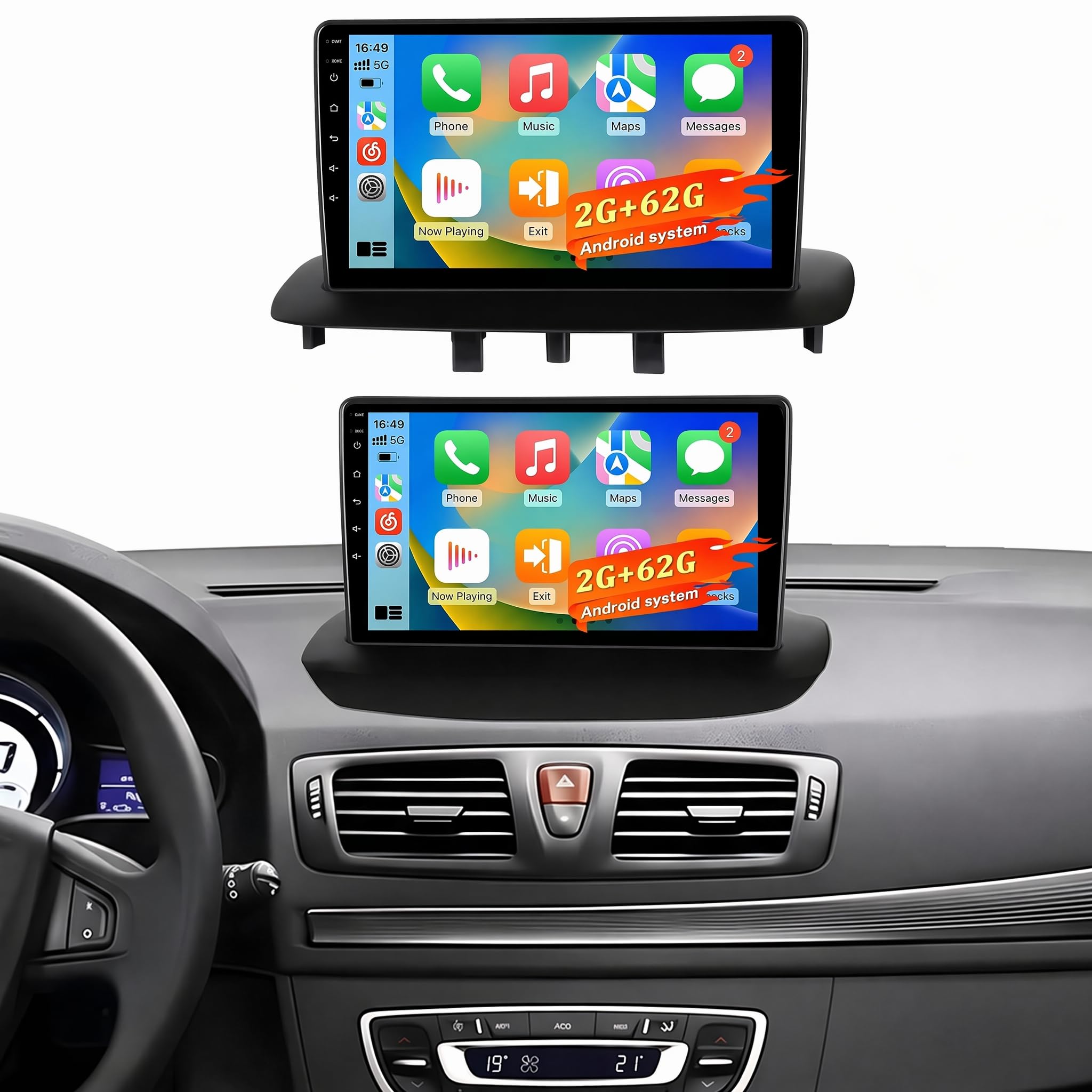 9" Écran Voiture Autoradio pour Renault Megane 3 2009-2014 2+64G | Autoradio carplay voiture avec Android Auto sans fil, Android 15, Bluetooth /GPS/Caméra de recul/FM/WiFi, SWC 26UI