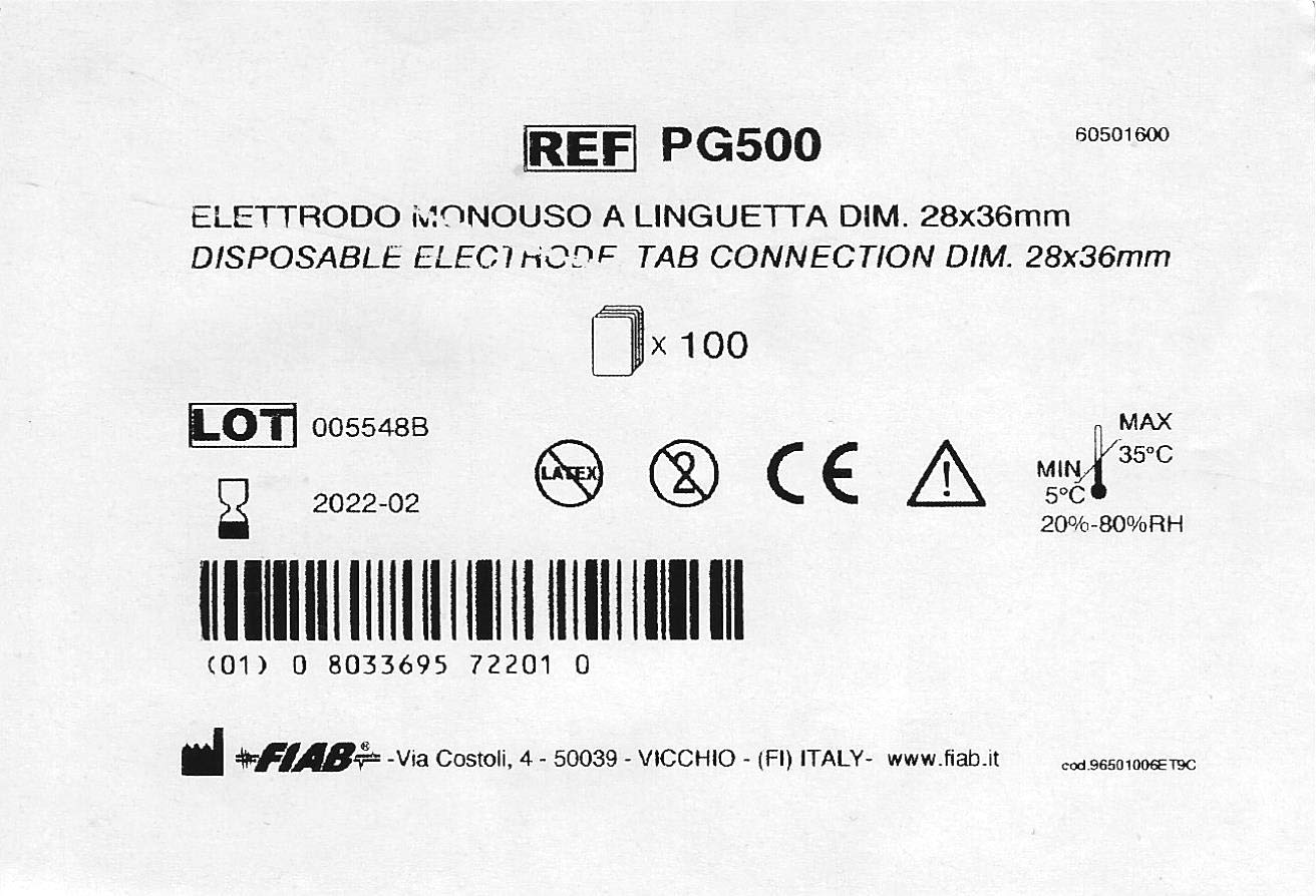 100 elettrodi pregellati fiab 28x36mm alluminio bioimpedenziometria elettroterapia linguetta a pinzetta coccodrillo