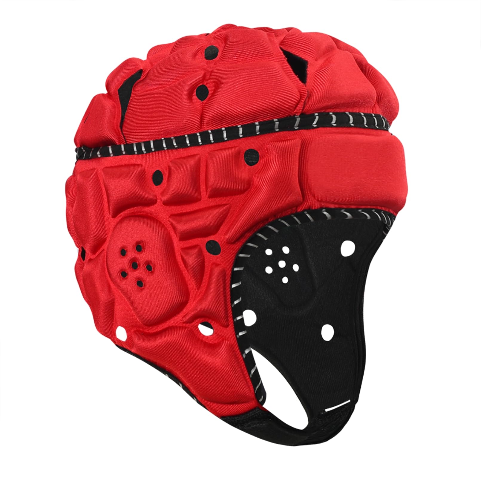 Jormino Reflective Soft Padded Headguard for 7v7 Flag Football & Soccer - Night Visibility Protective Helmet Red โ image 1