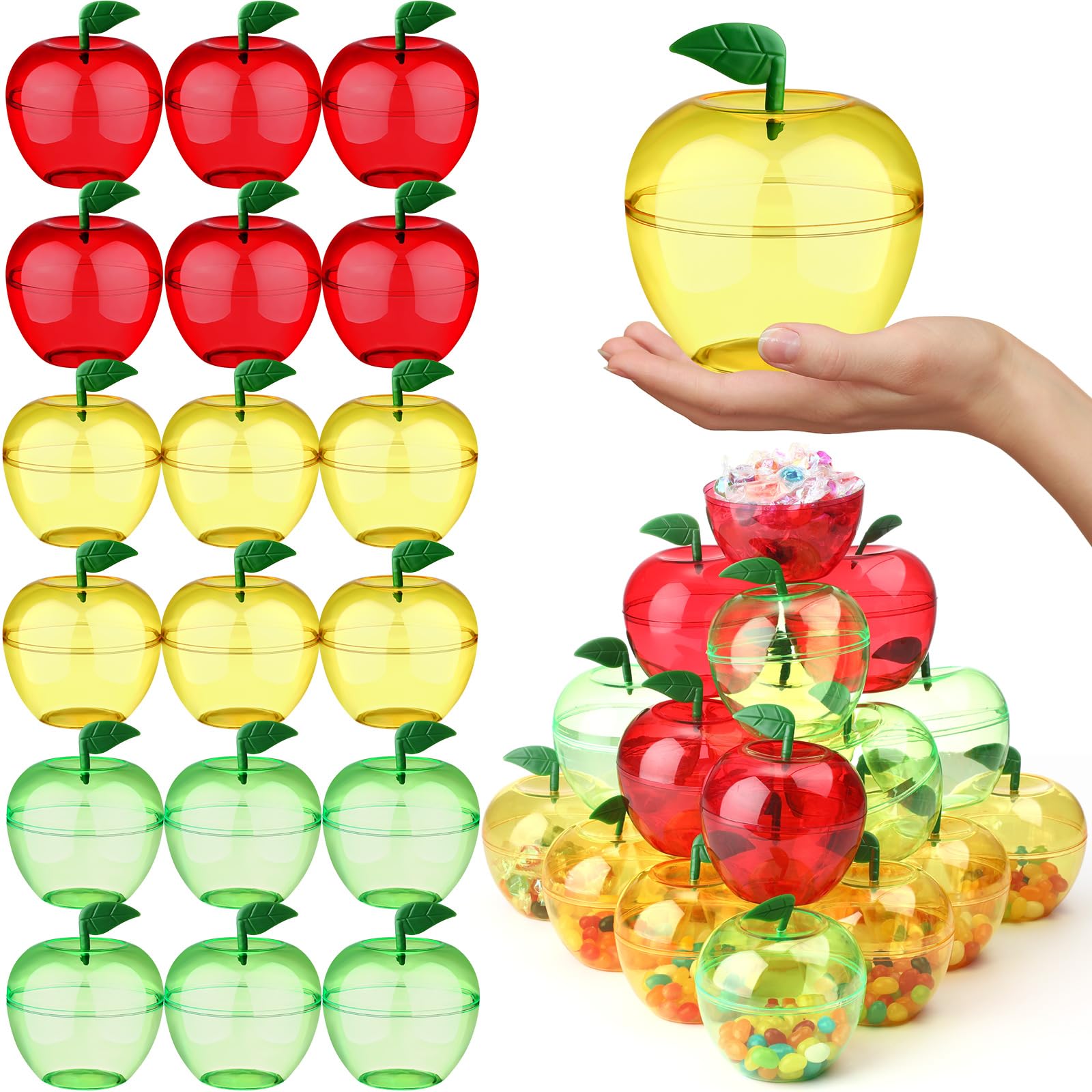 Récipient en plastique pomme pour ranger les petits jouets de fête