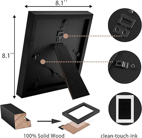 Miniatura 8 de Jinchuan Paquete de 2 marcos de recuerdo con huella dactilar de corazón y kit de tinta, marco de fotos de boda, idea de regalo de despedida de