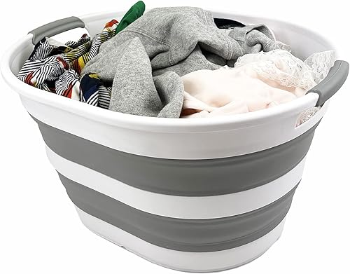 Miniatura 5 de Collpasible - Cesta de lavandería plegable (23 litros (blanco/gris)