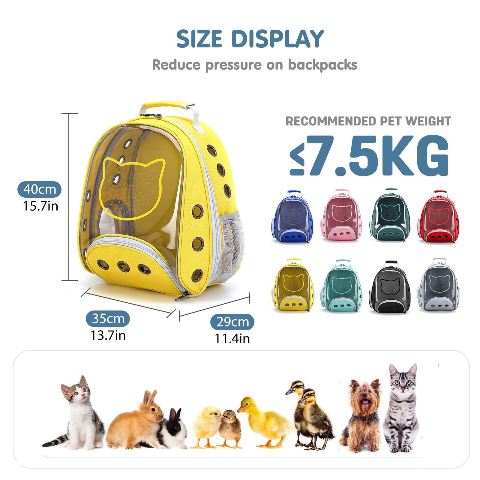 Zaino Trasportino Per Gatti E Cani Piccoli - Trasparente, Pieghevole, Traspirante, Per Viaggi E Escursioni - Foto 2