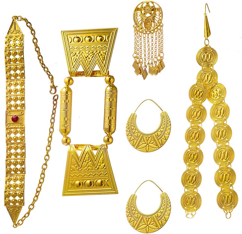 Gold Color Red Stone Women Eritrean Traditional Wedding Jewelry Sets