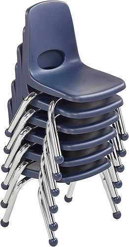 Miniatura 4 de FDP Silla Escolar Apilable de 10", Asiento Apilable para Estudiantes con Patas de Acero Cromado y Deslizadores de Bola Para Aprendizaje en Casa o