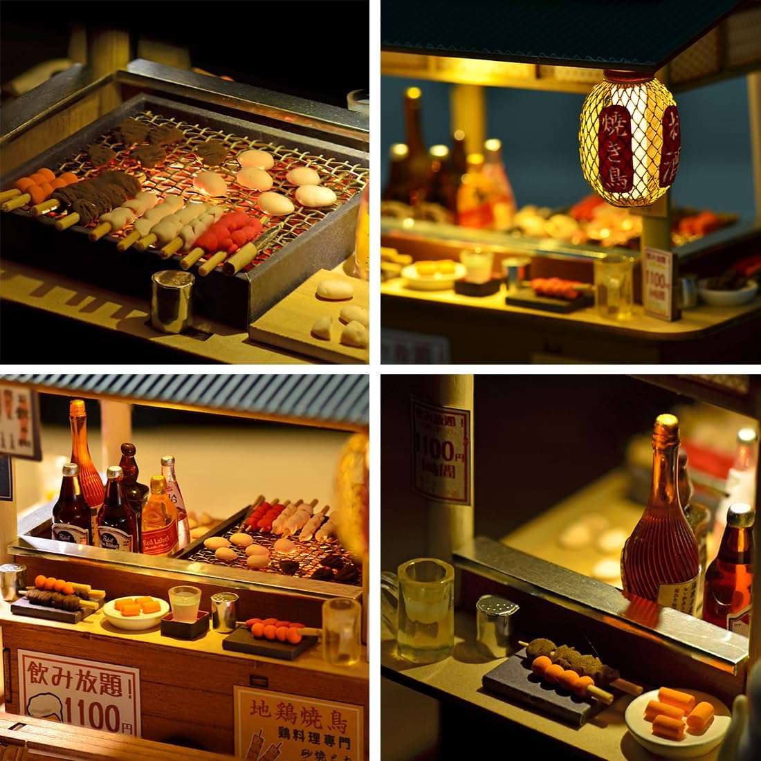 DIY Miniature Dollhouse Kit,Japanese Sushi Shop Wooden Dollhouse,Tiny House kit with Furniture and LED Lights Building Model Puzzle Toy Creative Gifts