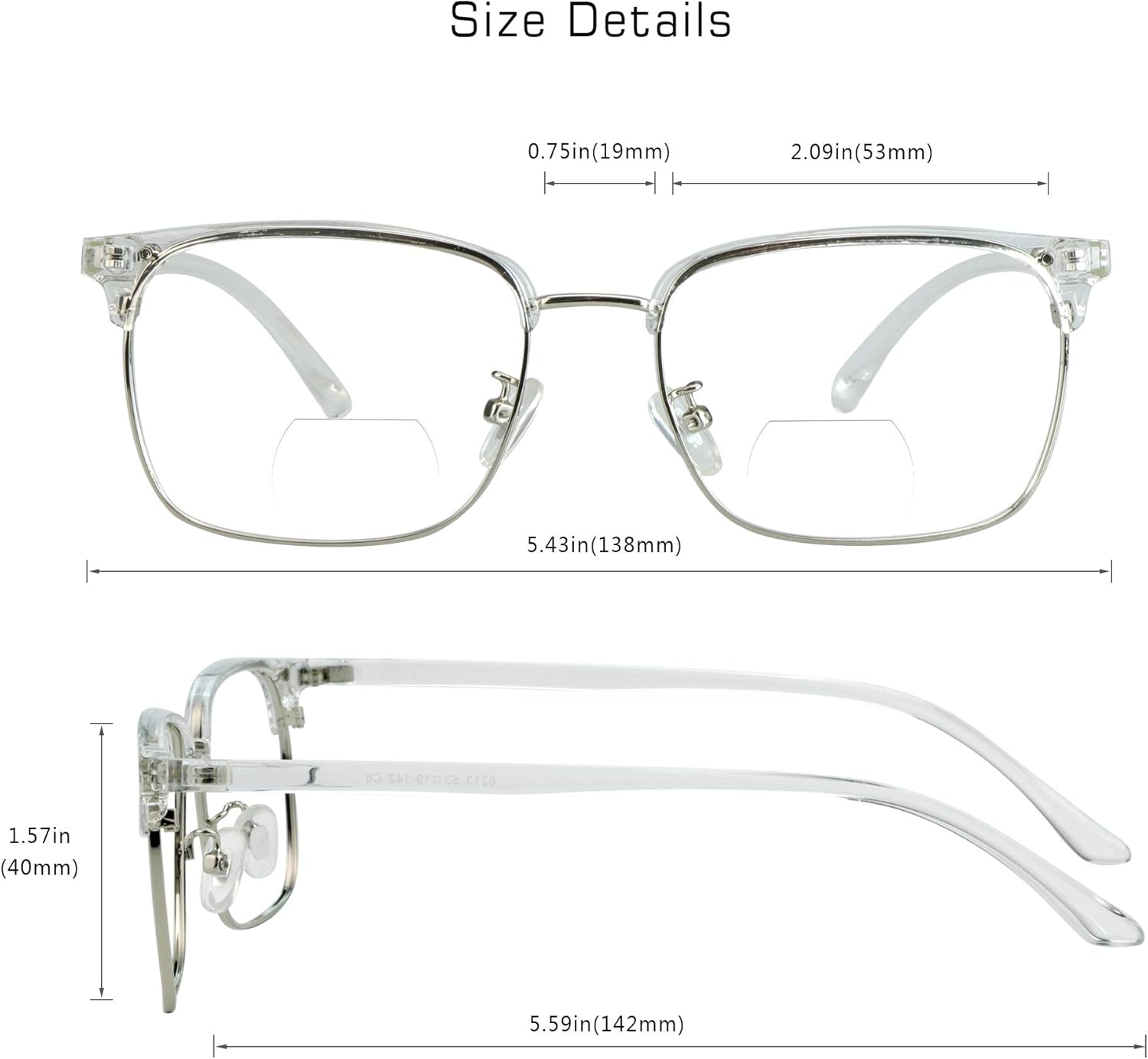 VisionGlobal Bifocal Blue Light Blocking Glasses for Women/Men, Computer Reading, TV Glasses, Stylish Square Frame