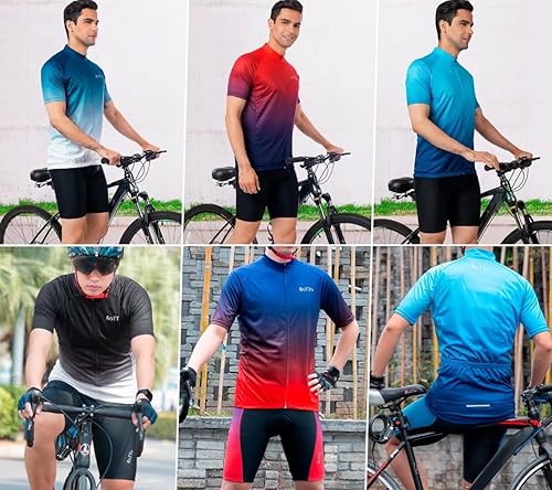 Miniatura 4 de ROTTO Camiseta de ciclismo para hombre, camiseta de manga corta, color degradado
