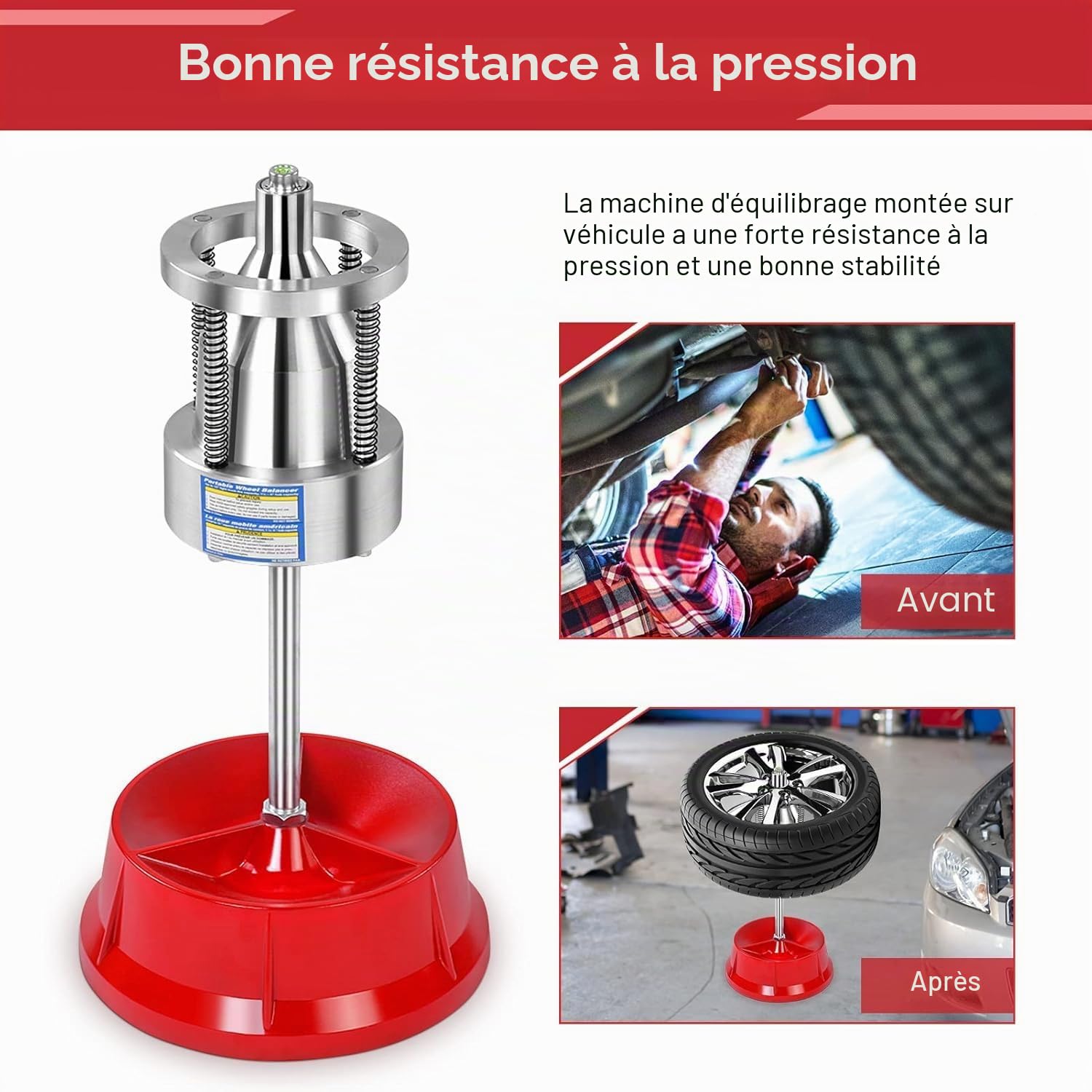 Équilibreur de Pneu de Voiture, Camion de Voiture Van Bike Portable Moyeux de Roue Pneu Balancer Niveau à Bulle Heavy Duty Bord pour Voiture, Coffre Léger, Ramassage