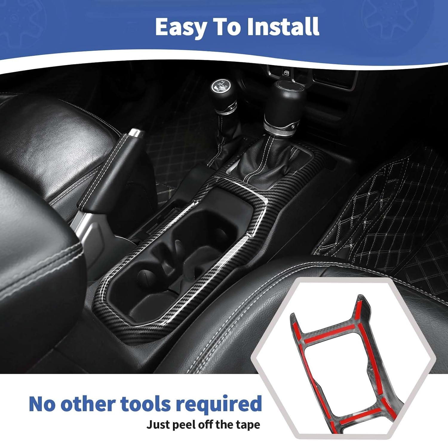 RT-TCZ for Jeep JL Center Dash Bezel Trim Cover Carbon Fiber, Gear Shift Panel Trim Frame for Jeep Wrangler JL JLU Gladiator JT 2018-2023 Black Carbon Fiber Interior Accessories 3pcs