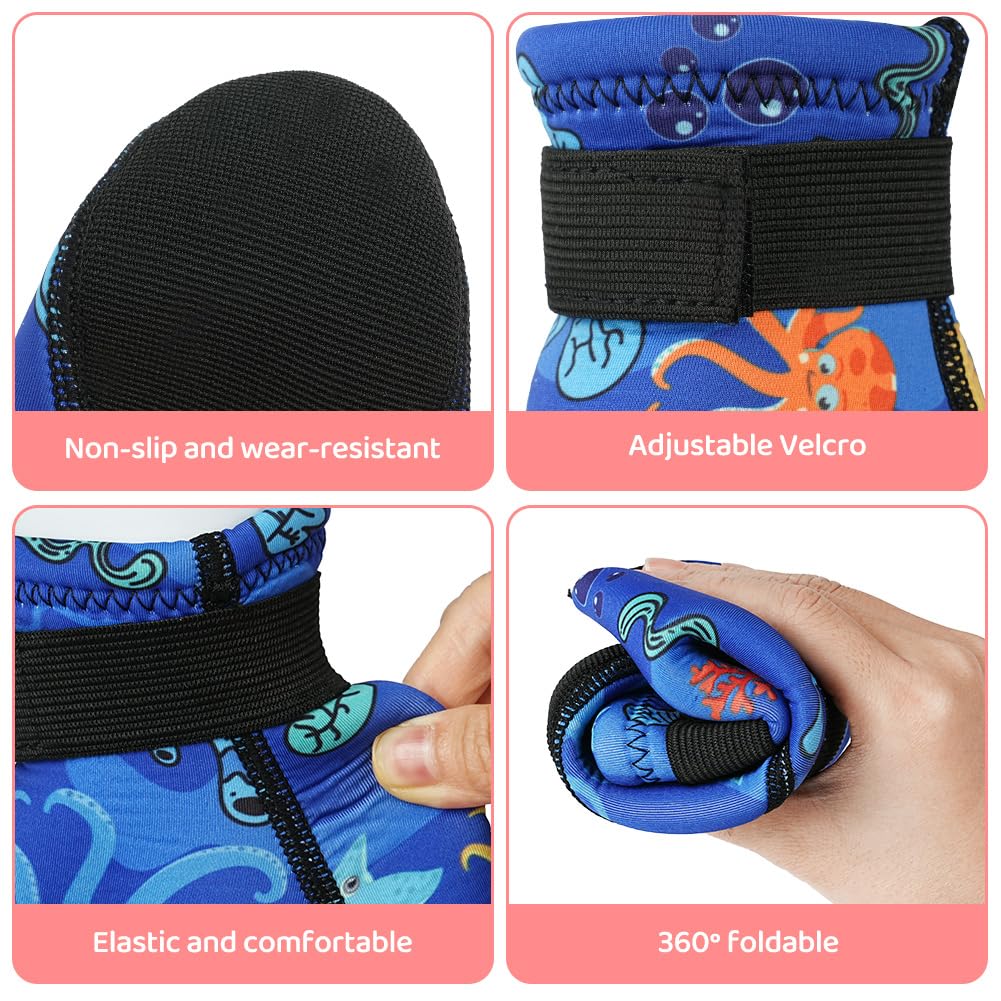 HAGOT Calzari Neoprene Bambini，Calzini da Muta in Neoprene da 3 mm, Calzini Termici per Bambini, Antiscivolo e Antigraffio da Sub per Piscina, Spiaggia, Immersioni e Snorkeling