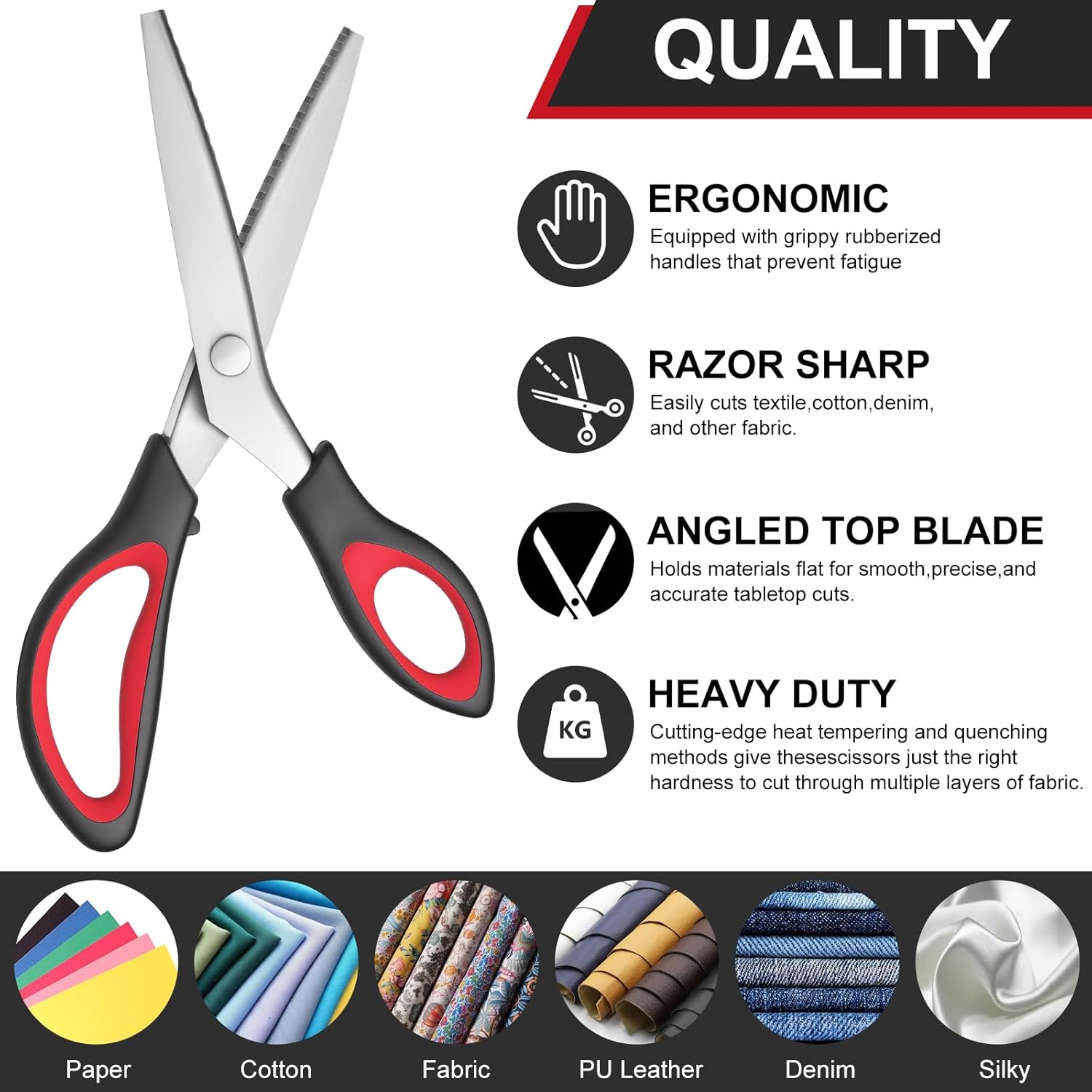 Pinking Shears, 9” Zig Zag Scissors for Fabric，Profal Handheld