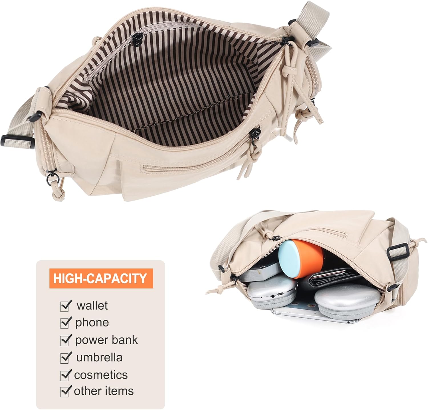 DOURR Small Crossbody Bags for Women Ultralight Nylon Tote Handbags Casual Sling Shoulder Bag for Outdoor Travel - Image 3