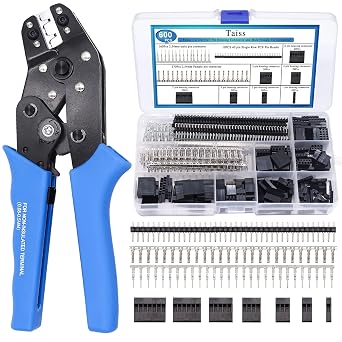 Taiss 600PCS Dupont Connector Kit 2.54mm +Dupont Crimping Tool,Dupont Crimper,JST XH Crimper for JST Pin Connector XH 2.54mm,PH2.0,SM2.54,D-sub Terminals
