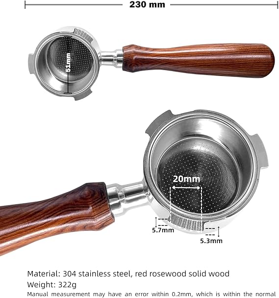 NEOUZA 51mm Bottomless Portafilter Set 3 Ears for DeLonghi Dedica