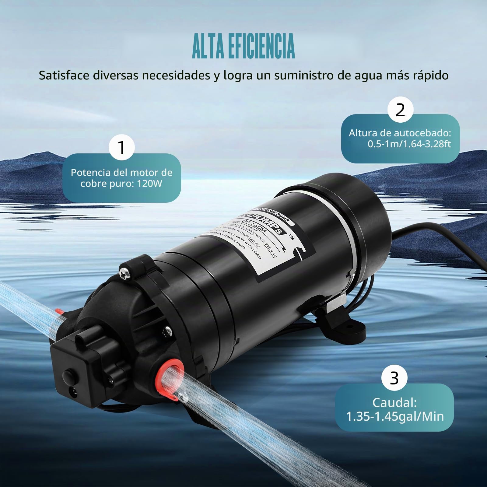 Bomba De Agua, 220 V, Autocebante, Bomba De Alta Presión, 160 PSI, Bomba De Diafragma Para Agricultura, Fontanería Doméstica, Bomba De Inmersión