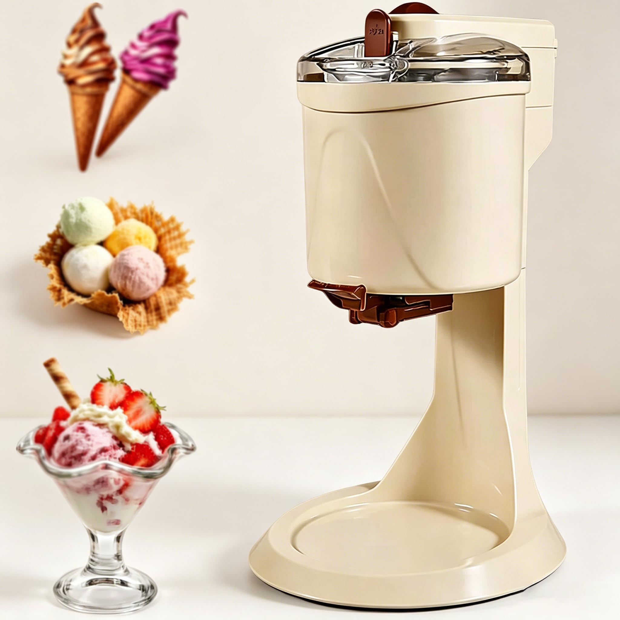 GmhXylophyte Ice Cream Maker, 1 L Capacity, 10-Minute Quick Production, 20w Electric Ice Cream Machine With Inner Liner, Easy Clean, For Homemade Desserts