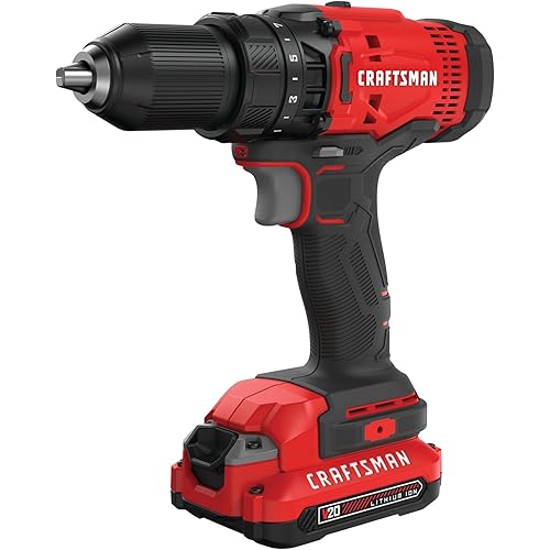 CRAFTSMAN V20 Cordless Drill/Driver Kit, 1/2 inch, Battery and Charger Included (CMCD700C1)