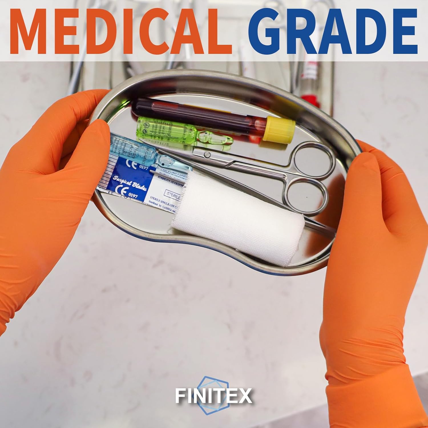 FINITEX Nitrile Disposable Gloves - Orange, 3.5mil, 100PCS, Powder-Free, Latex-Free, Medical & Food Use - Image 3