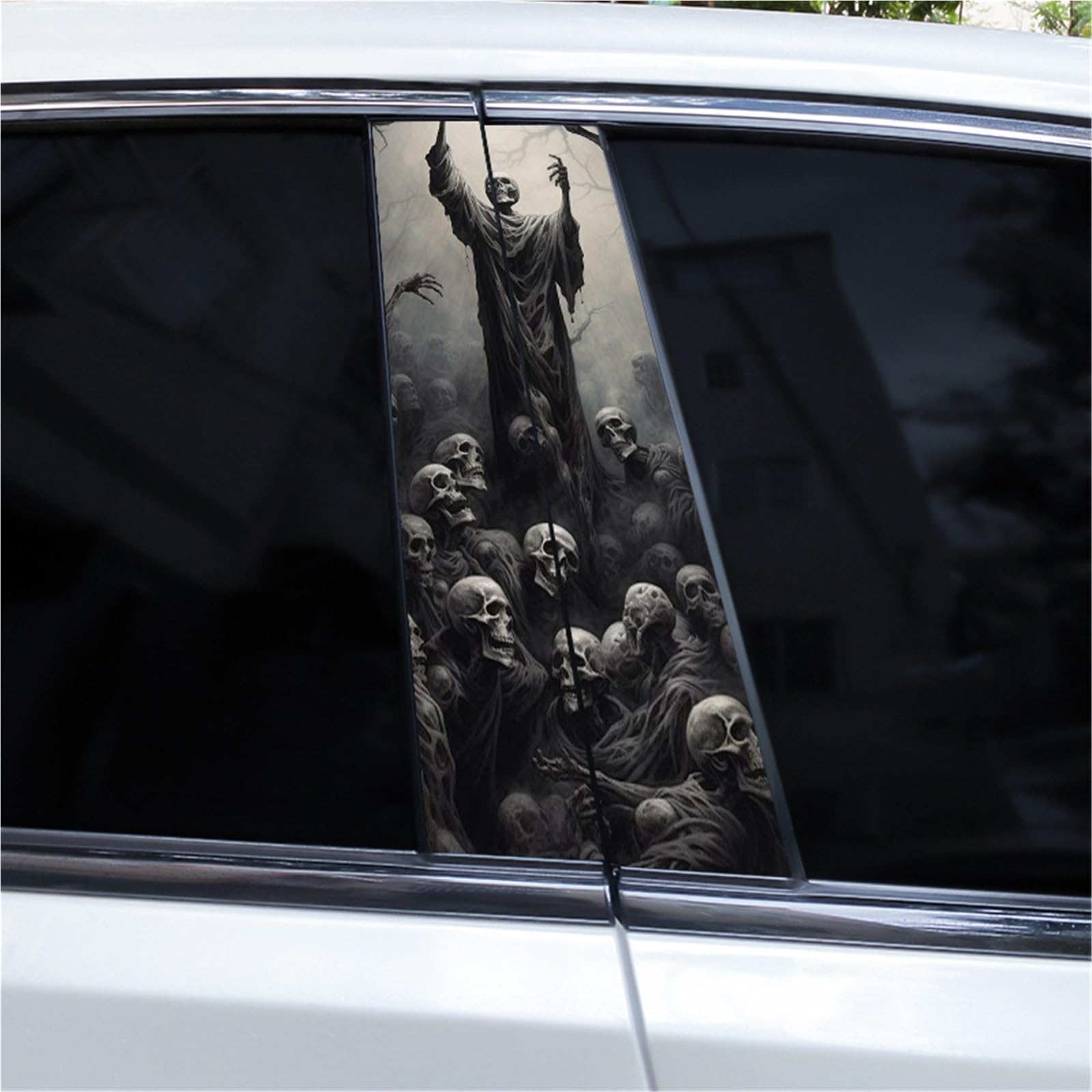2pcs Grim Reaper Sticker Car B-Pillar Sticker DIY Vinyl Waterproof Car Door Pillar Sticker Suitable for Most Car Center Pillars