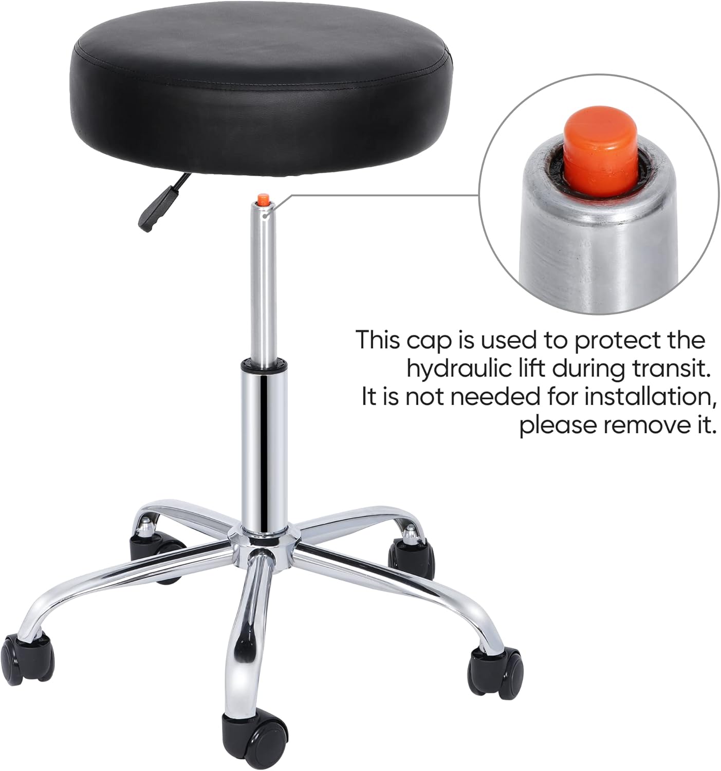 ZENY Adjustable Rolling Stool Chair Salon Spa Stool Hydraulic Swivel Stool with Wheels and Ultra-Thick Seat Cushion Beauty Massage Tattoo Medical Drafting Office Stool Task Chair, Black : Beauty & Personal Care