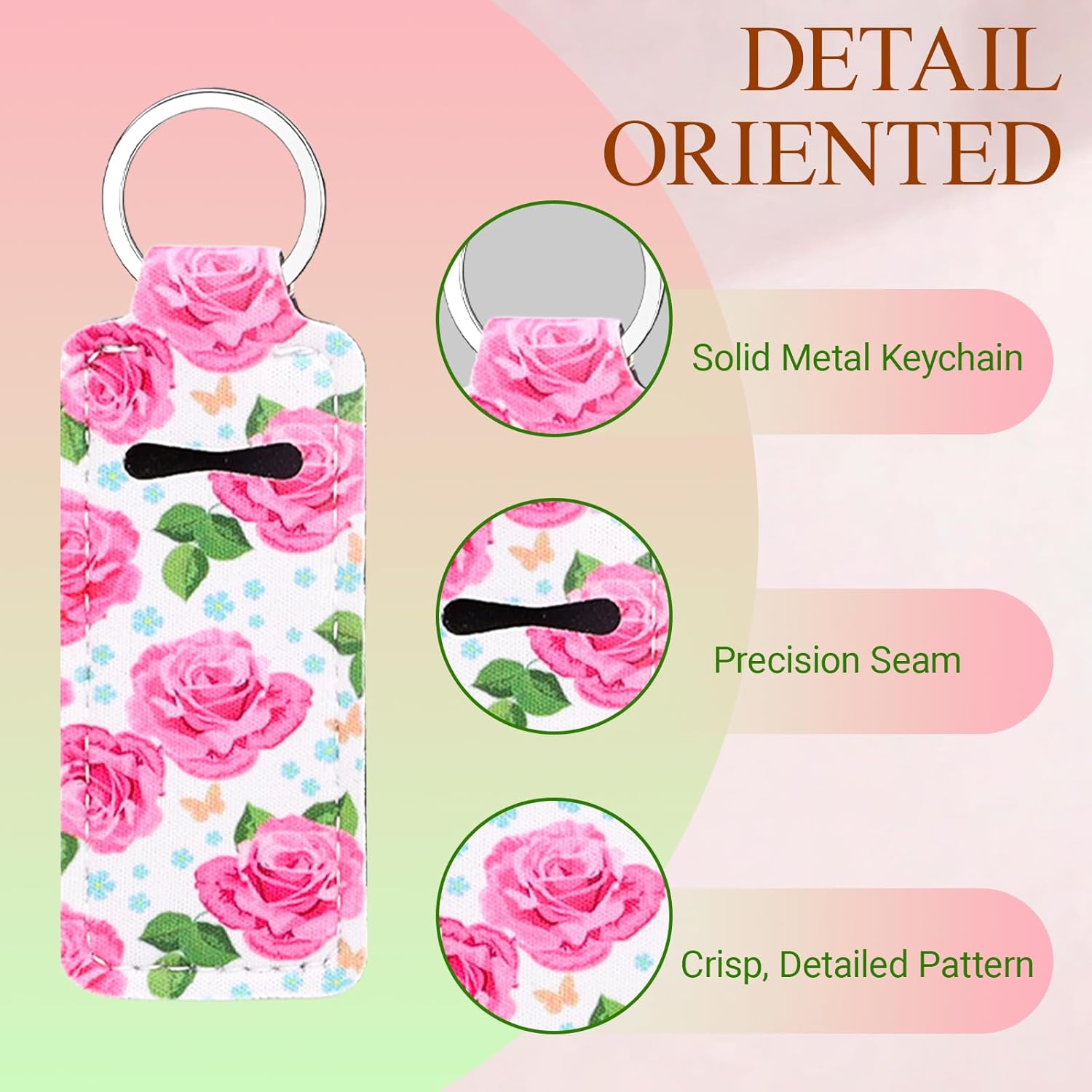 5Pcs Floral Lip Balm Holder Keychain, Cute Cottagecore Spring Fresh Lip Gloss Sleeve Pouch for Women, Bulk Assorted Lipstick Holder Keychain Backpack Purse Accessories (5 Floral Designs) - Image 3