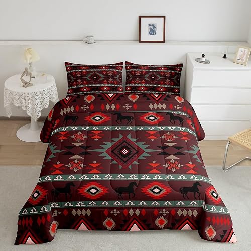 Feelyou Kids Western Comforter Set King Size, Southwestern Aztec Bedding Set Boy