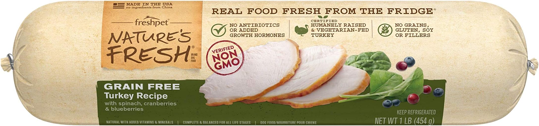 FreshpetGrain-Free Turkey Recipe with Spinach, Cranberries & Blueberries, 1 Lb