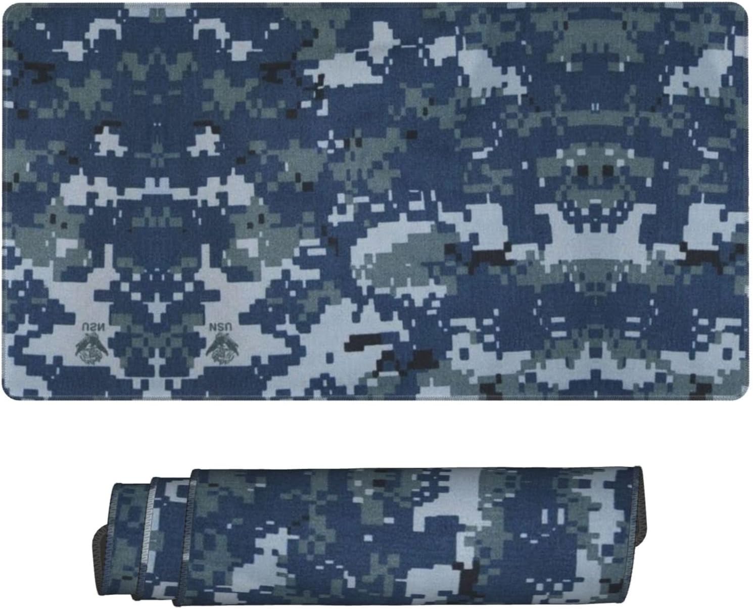 Navy Blue Digital Camouflage Large Non-Slip Rubber Base Mousepad Keyboard Mouse Mat Desk Pad Gaming Mousepad 29.5x15.8 Inch