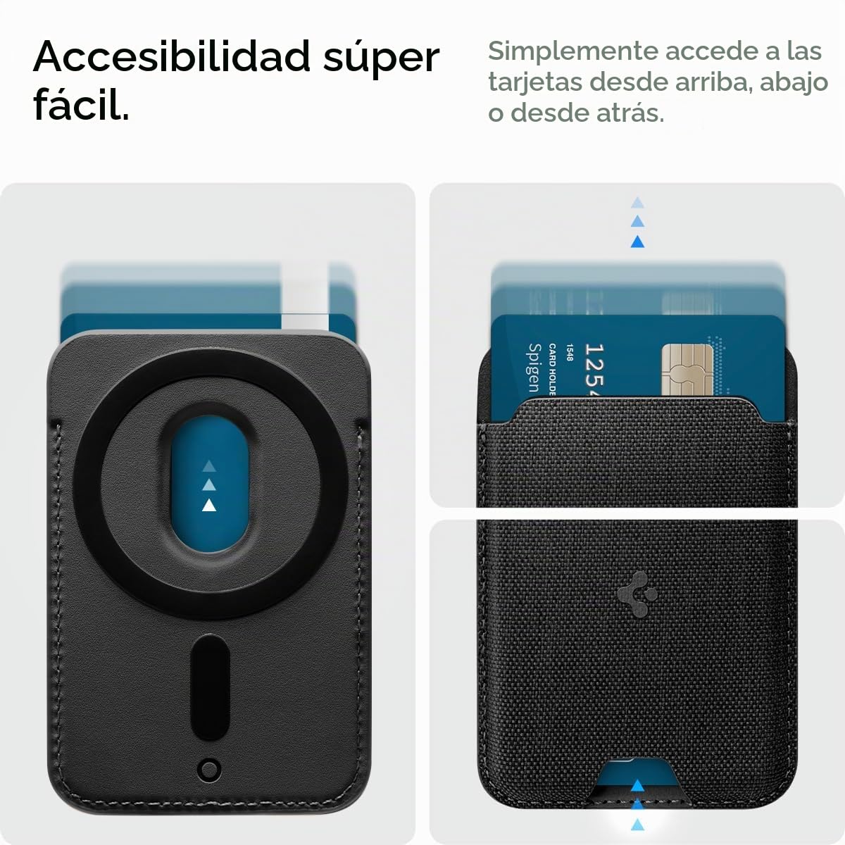 Spigen Cartera Magsafe Urban Fit MagFit Tarjetero Magnético 3 Tarjetas Compatible con los Modelos iPhone 17/16/15/14/13/12 Series MagSafe Wallet - Negro