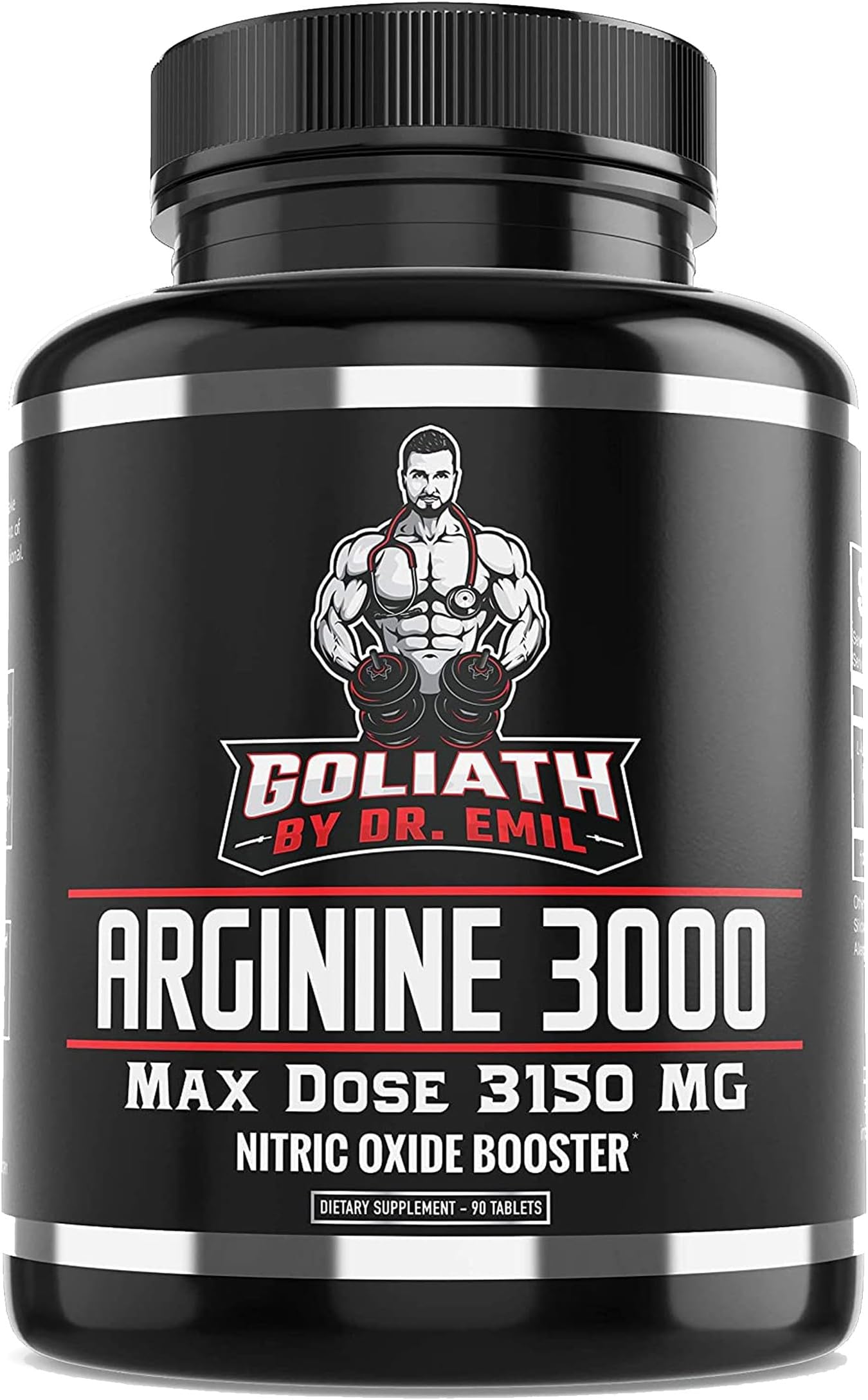 Dr. Emil - L Arginine (3150mg) Highest Capsule Dose - Nitric Oxide Supplement for Vascularity, Endurance and Heart Health (AAKG and HCL) - 90 Tablets
