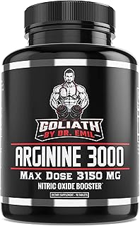 DR. EMIL NUTRITION Goliath Arginine 3000 - High-Dose Nitric Oxide Booster - Supports Blood Flow, Muscle Growth & Endurance - Workout Pump & Circulation Support - 90 Tablets