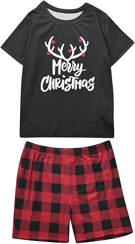Miniatura 3 de JEGULV Pijamas de Navidad para la familia, conjuntos de pijamas de manga corta a juego para la familia 2024