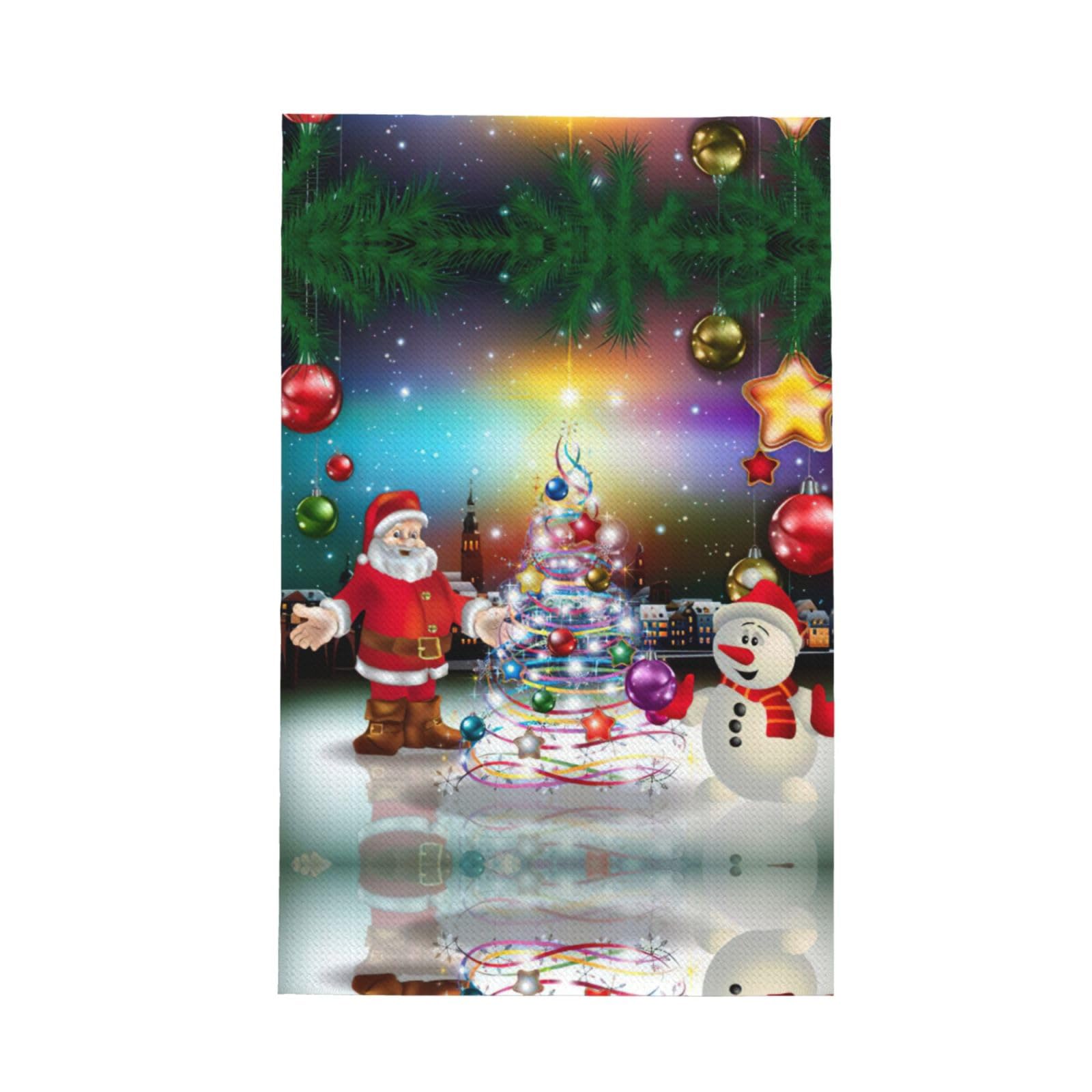 Xxahnbm Black Happy Christmas Print Waffle Kitchen Towel,Absorbent Hand Towel
