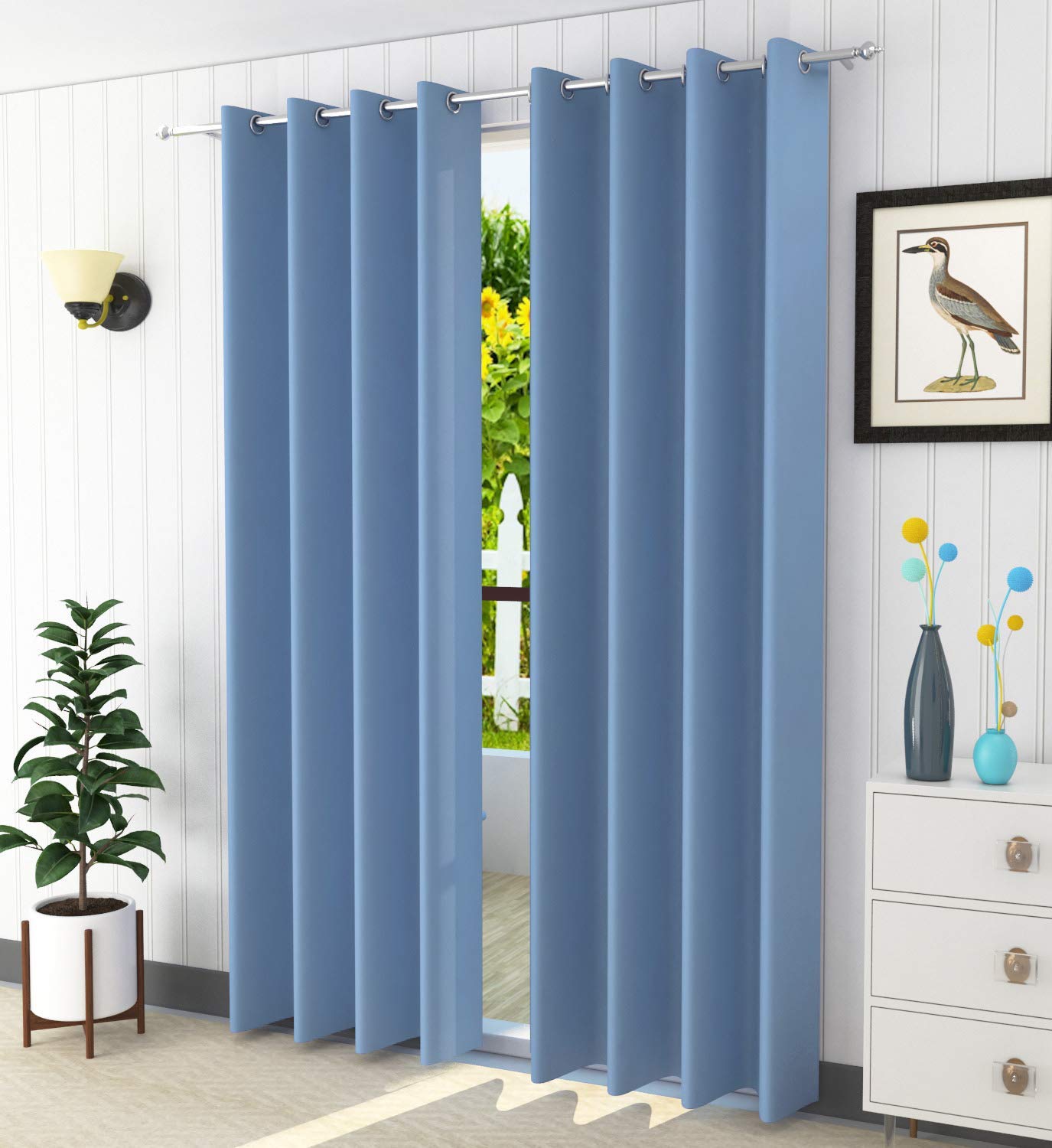 Stuffique Solid Plain Blackout Door Thermal Insulated Window Curtains 8 Feet Long Set of 2 Piece - (Sky) (B0C3B73YF4) Amazon Price History, Amazon Price Tracker