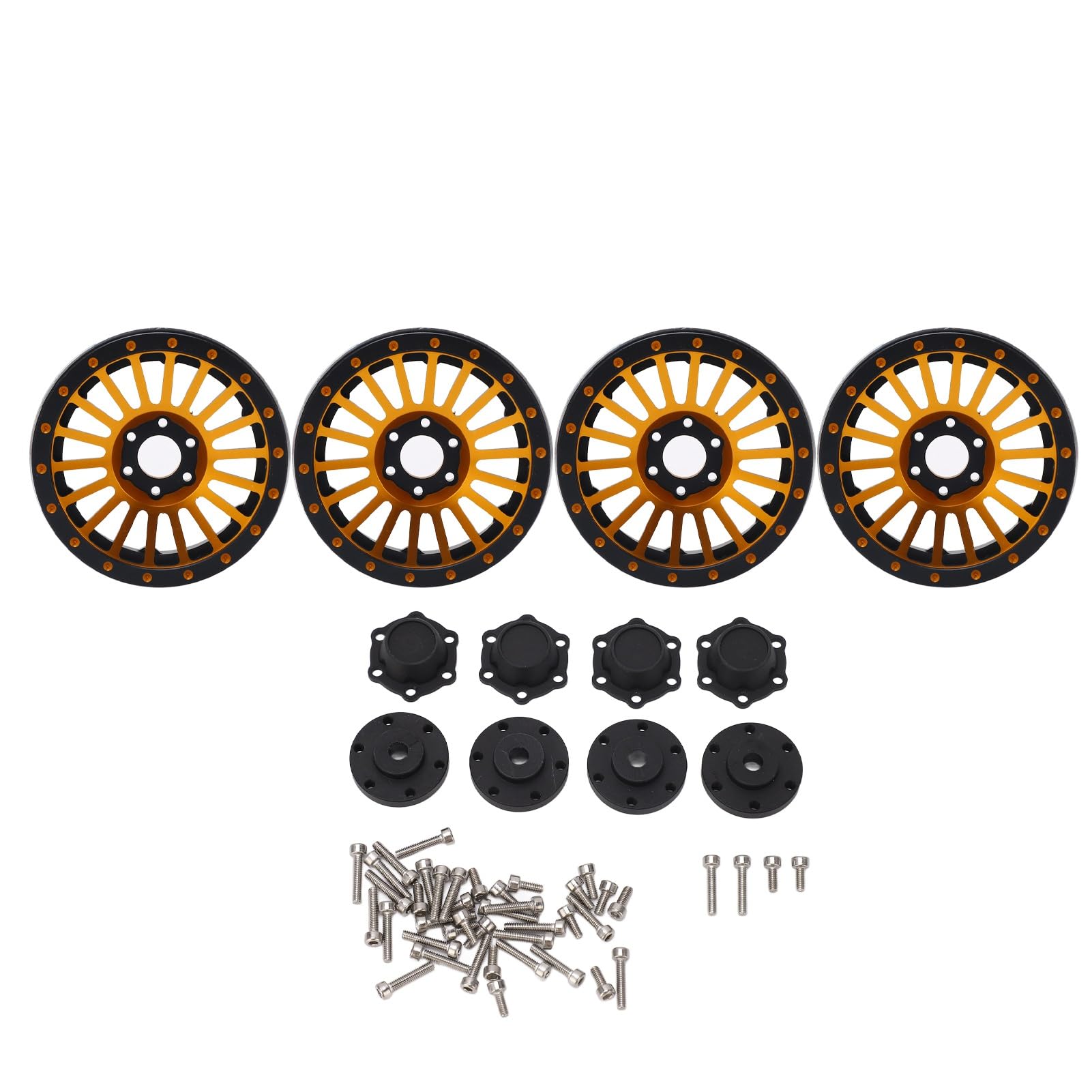 Cerchio in lega di alluminio RC da 2,6 pollici, 4 pezzi; cerchio metallico per auto RC, facile da installare e dal design leggero; ricambio per Axial RR10 90048, parti per auto RC (Oro)