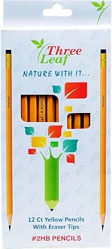 Wood-Cased Pencils, 2 HB, Yellow, Eraser Tip, Super-Bonded Black Lead 12-Pack