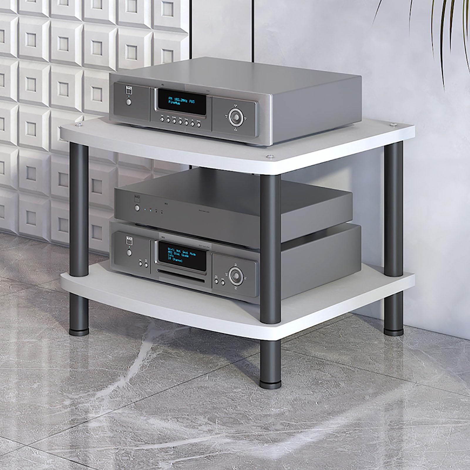 Meuble hi-fi pour éliminer le désordre étagère audio à 2 niveaux support multimédia de salon