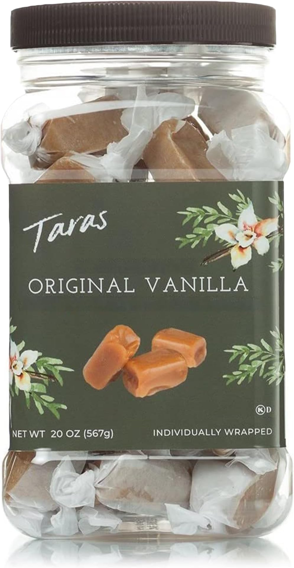 Taras Gourmet Vanilla Caramels | All Natural Candy | Creamy & Individually Wrapped with Real Butter (20 oz)