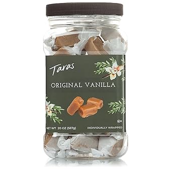 Taras Gourmet Vanilla Caramels | All Natural Candy | Creamy & Individually Wrapped with Real Butter 20 oz