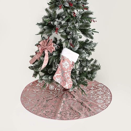 Miniatura 56 de Pie de árbol de Navidad FLASH WORLD, con estampado de nieve (color blanco, 36 pulgadas)